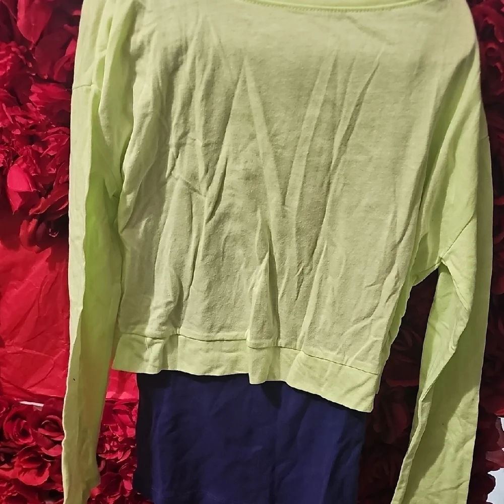 Justice NWT Girls Soccer Layered Graphic Shirt - Neon Green and Purple Size 10